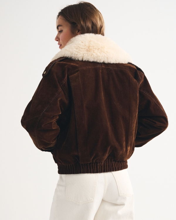 Convertible Flocked Denim Bomber Jacket