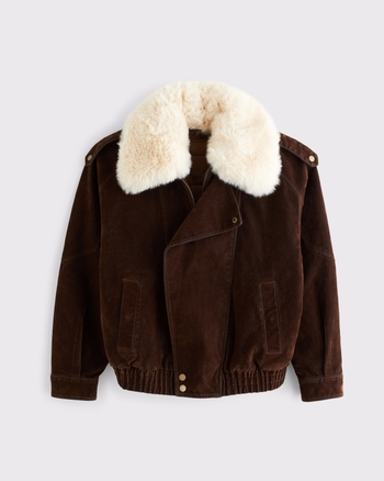 Convertible Flocked Denim Bomber Jacket from Abercrombie & Fitch - $200