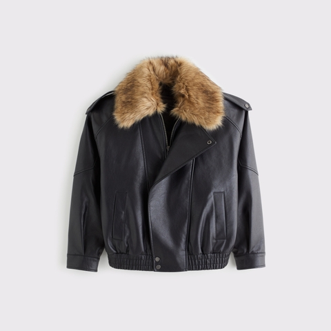 Женские куртки Abercrombie & Fitch Convertible Vegan Leather Bomber Jacket