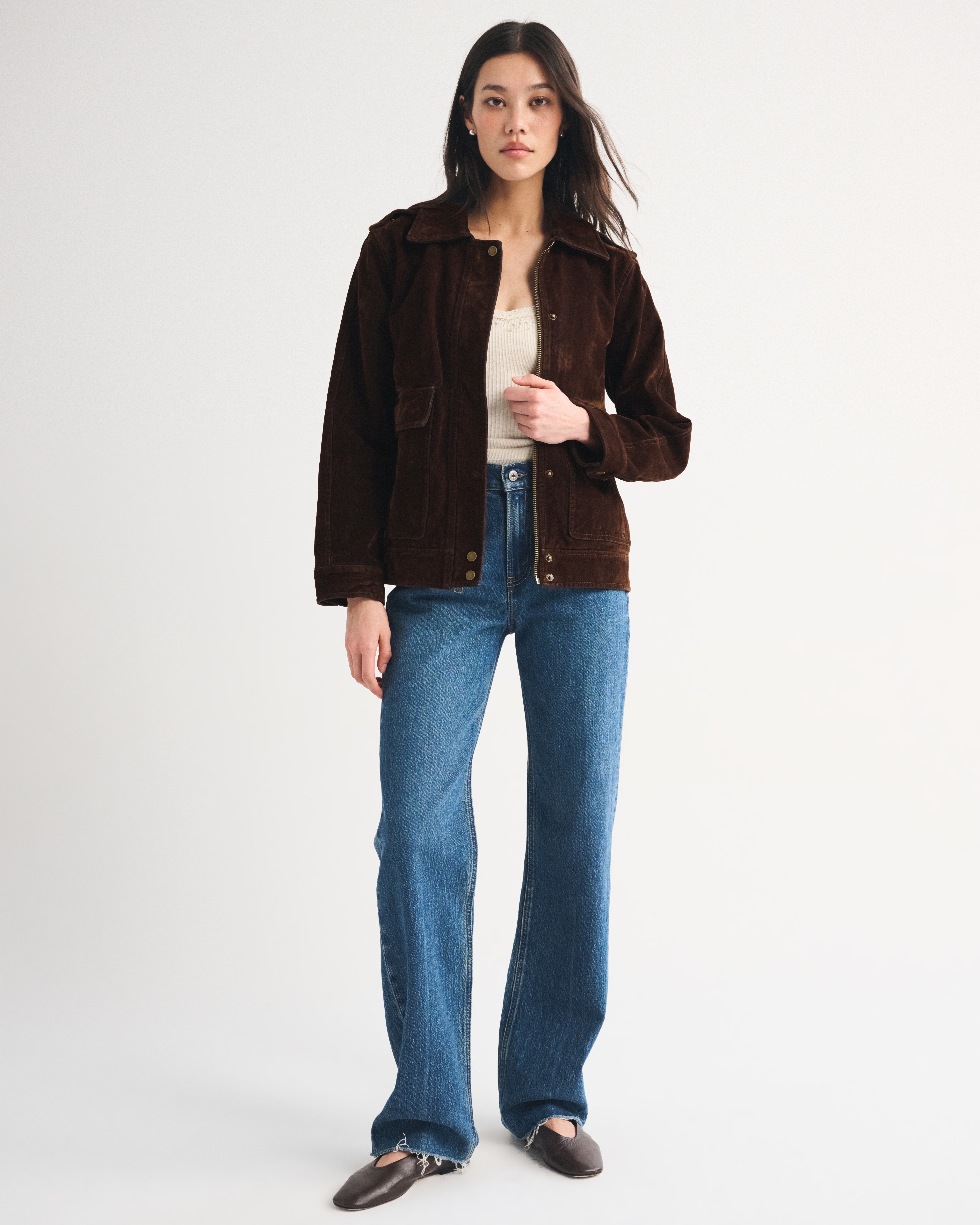 Женские куртки Abercrombie & Fitch Flocked Denim Straight Cut Jacket — фото 3