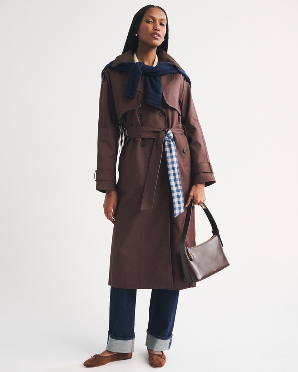 Classic Trench Coat, Dark Brown view 1