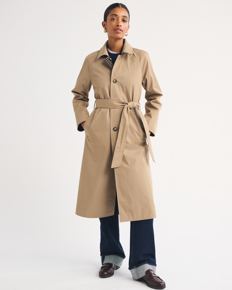100% Cotton 2-in-1 Reversible Long Mac Coat - thumbnail 10