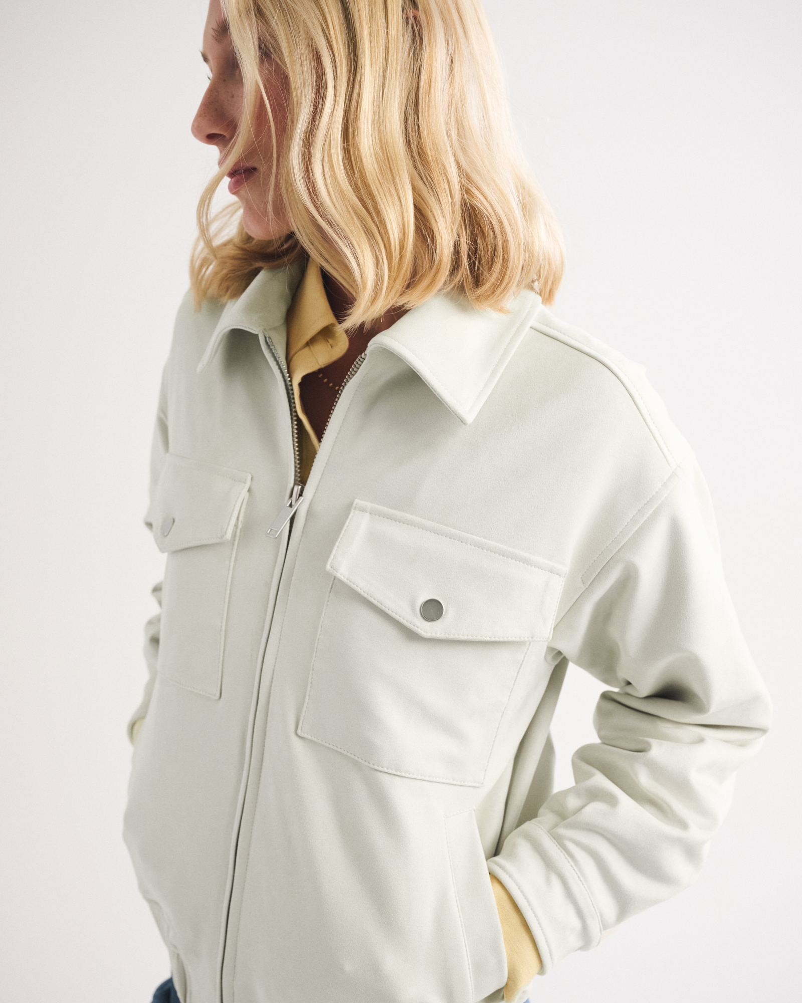 Abercrombie & Fitch Cropped Vegan Suede Sherpa Jacket | MainPlace Mall