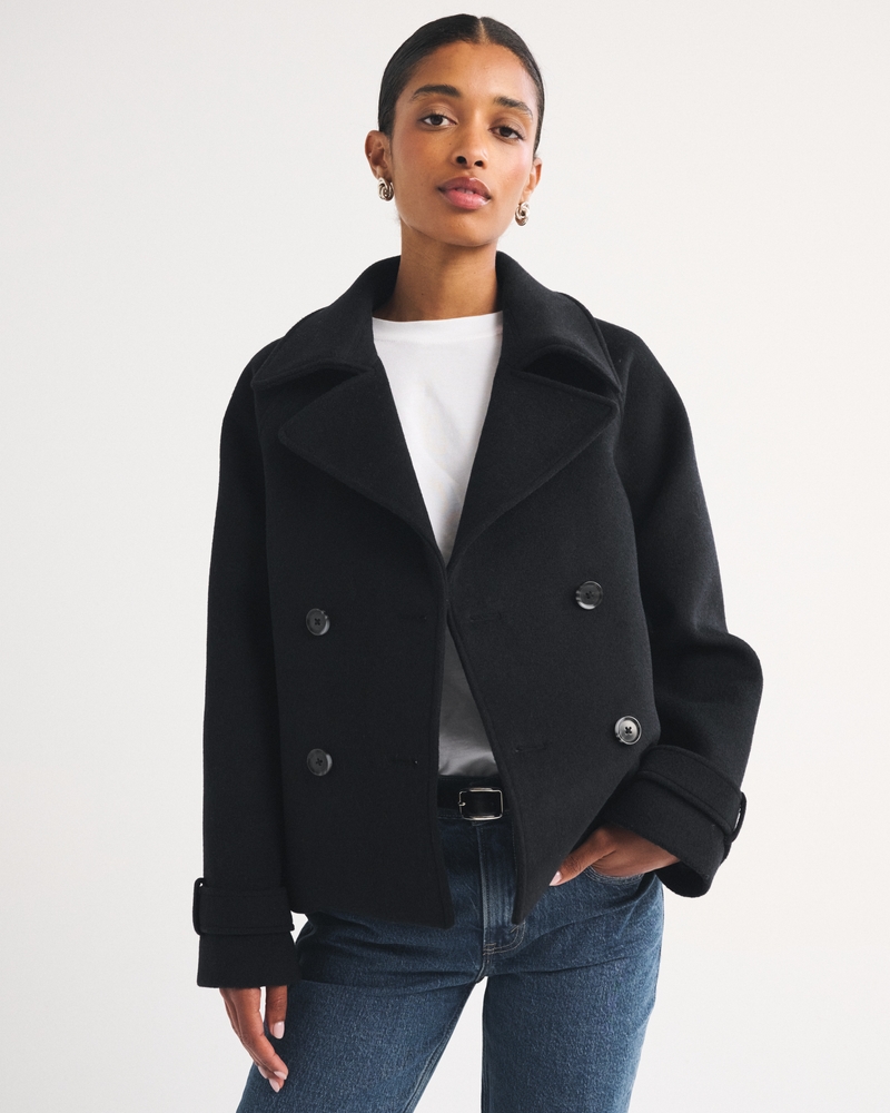 A&F Carrie Short Wool-Blend Trench Coat - thumbnail 8