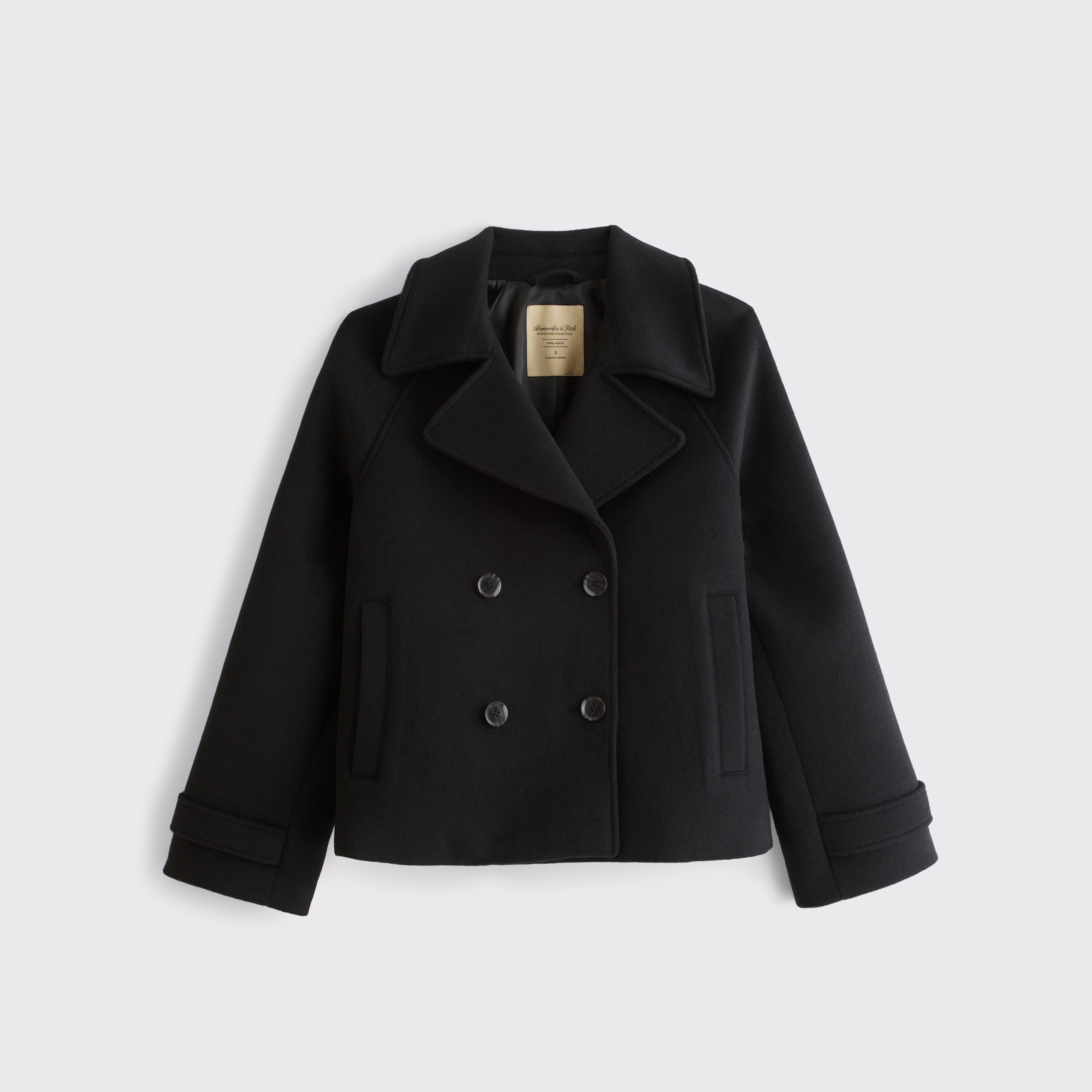Женское пальто Abercrombie & Fitch A&F Carrie Short Wool-Blend Trench, цвет: Чёрный