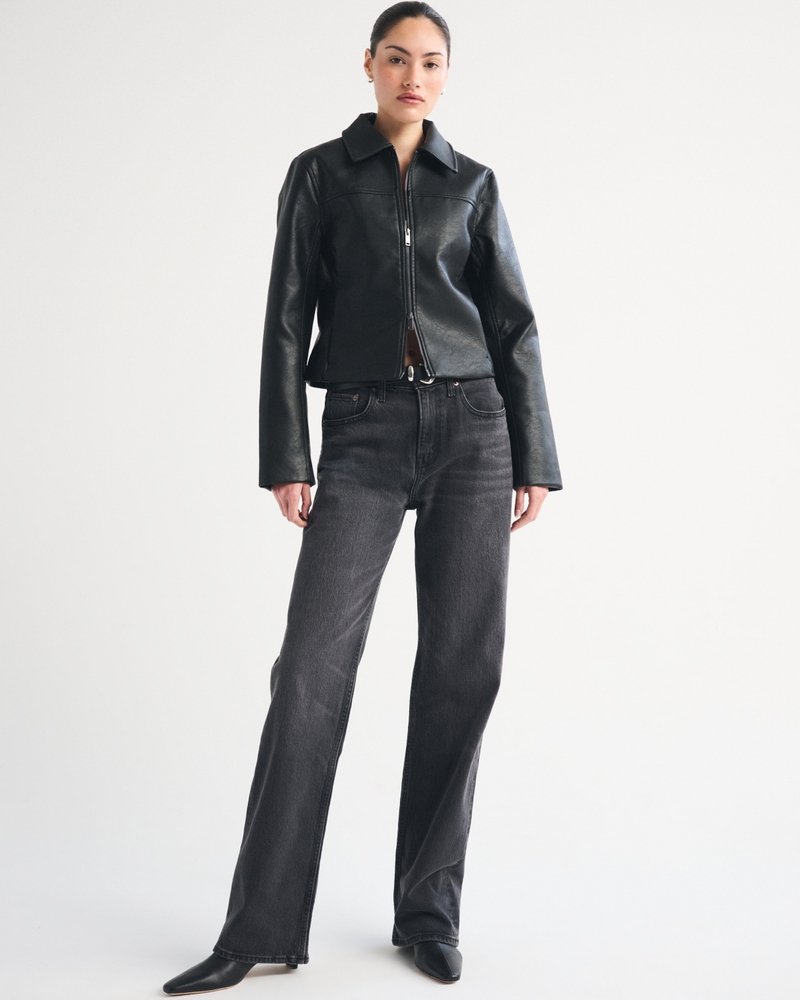 Slim Zip Vegan Leather Jacket - thumbnail 6