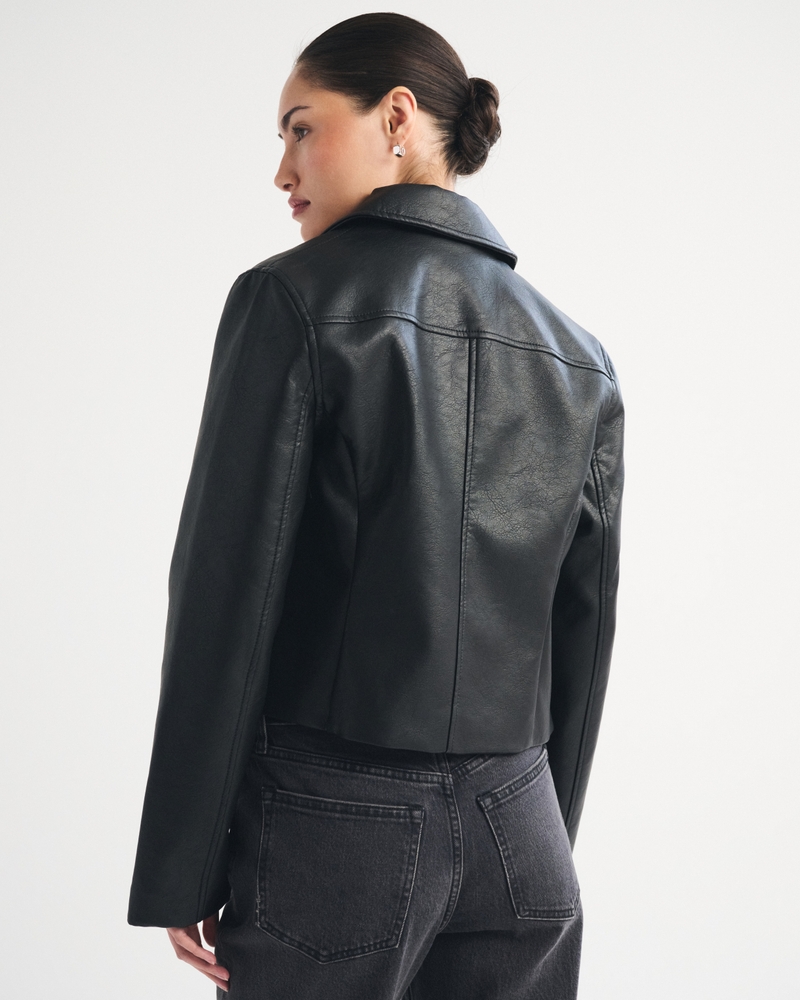 Slim Zip Vegan Leather Jacket - thumbnail 10