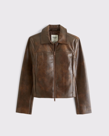 ABERCROMBIE & FITCH Women's Slim Zip Vegan Leather Jacket | Women's New Arrivals | Abercrombie.com