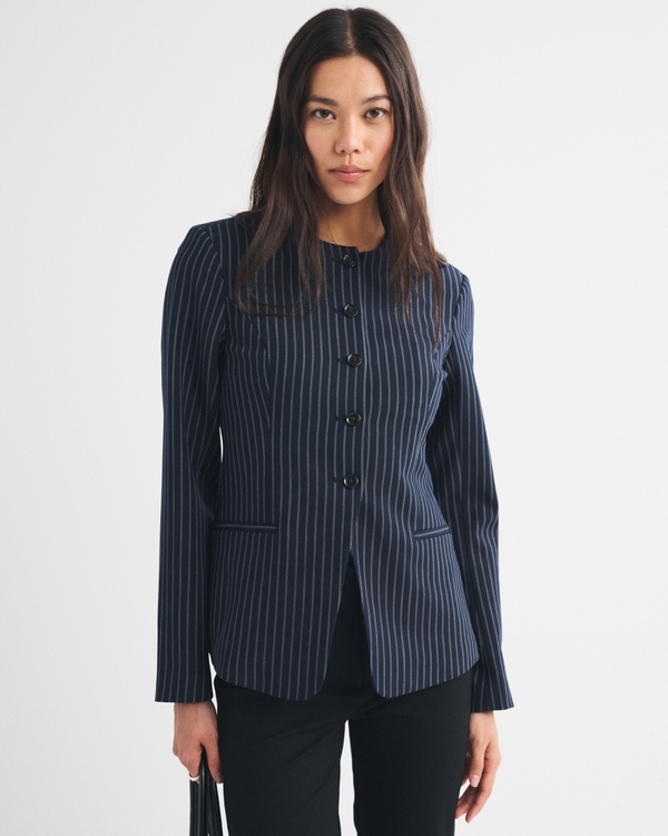 Collarless Suiting Blazer