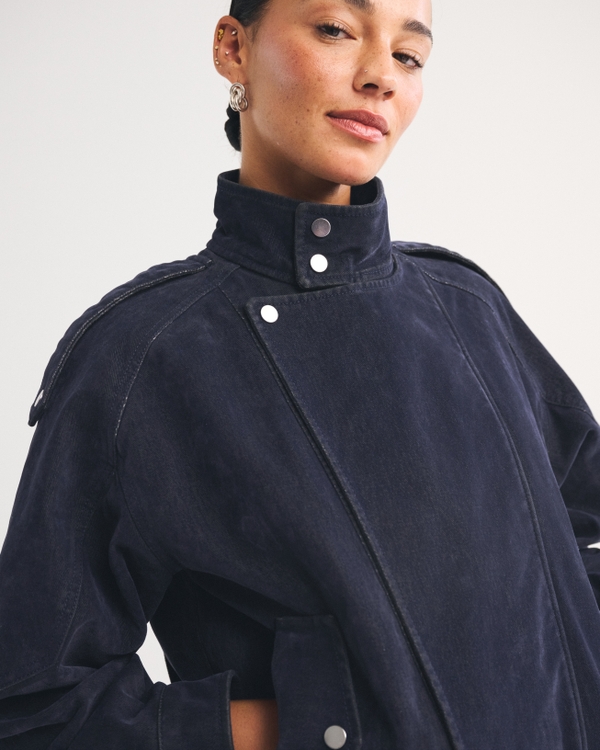 A&F West Village Velvet Denim Bomber Jacket