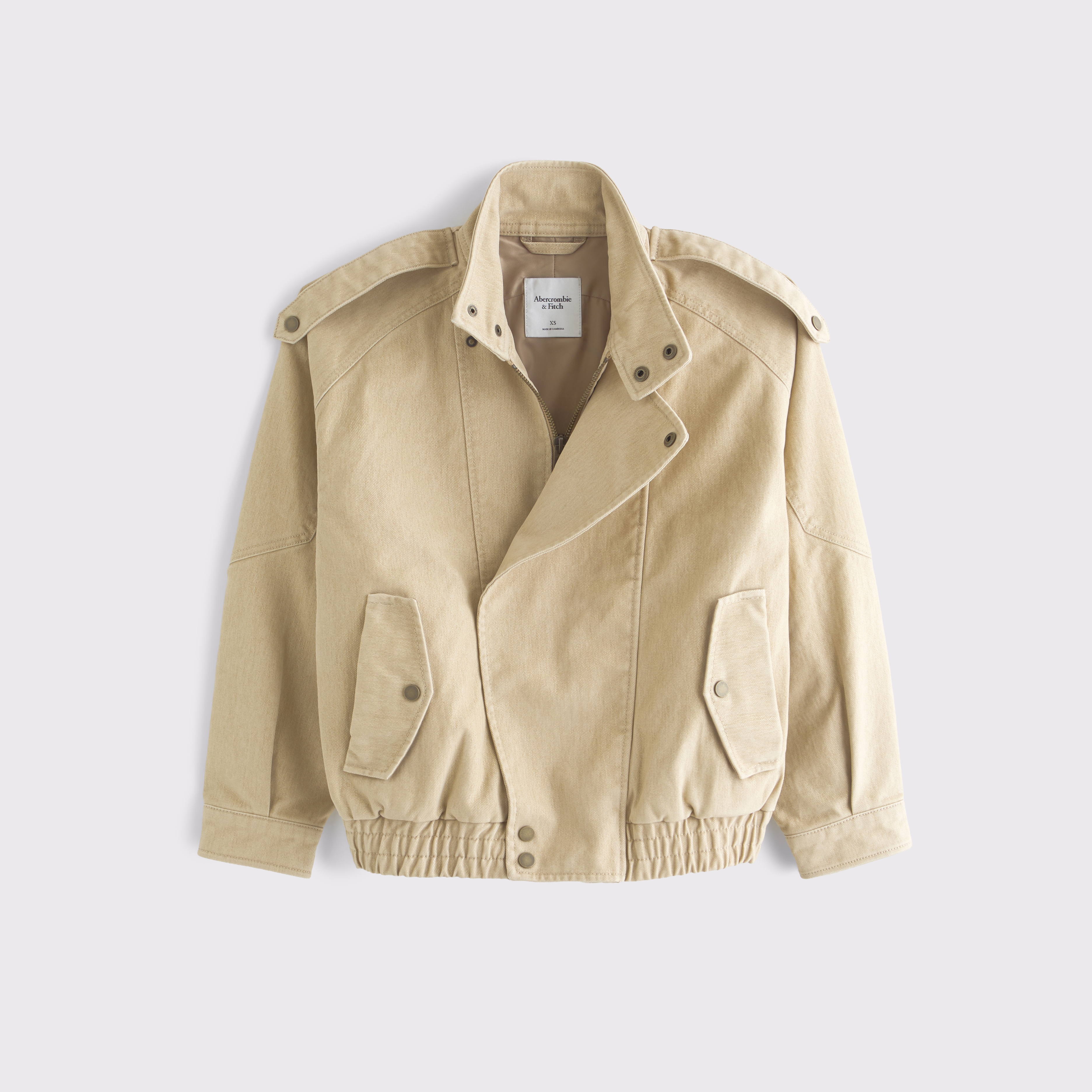Женская куртка Abercrombie & Fitch A&F West Village Velvet Denim Bomber, цвет: Светлый коричневый