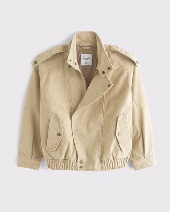 A&F West Village Velvet Denim Bomber Jacket