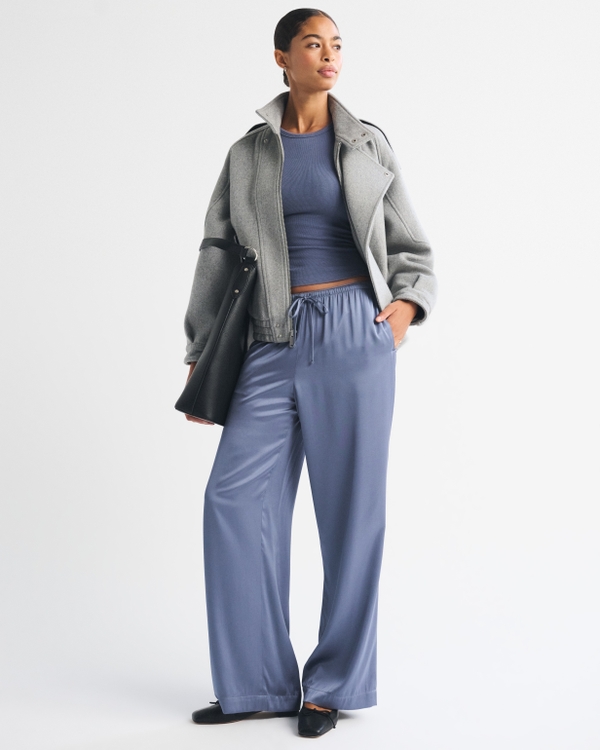 A&F West Village Wool-Blend Bomber Jacket, Gray view 2