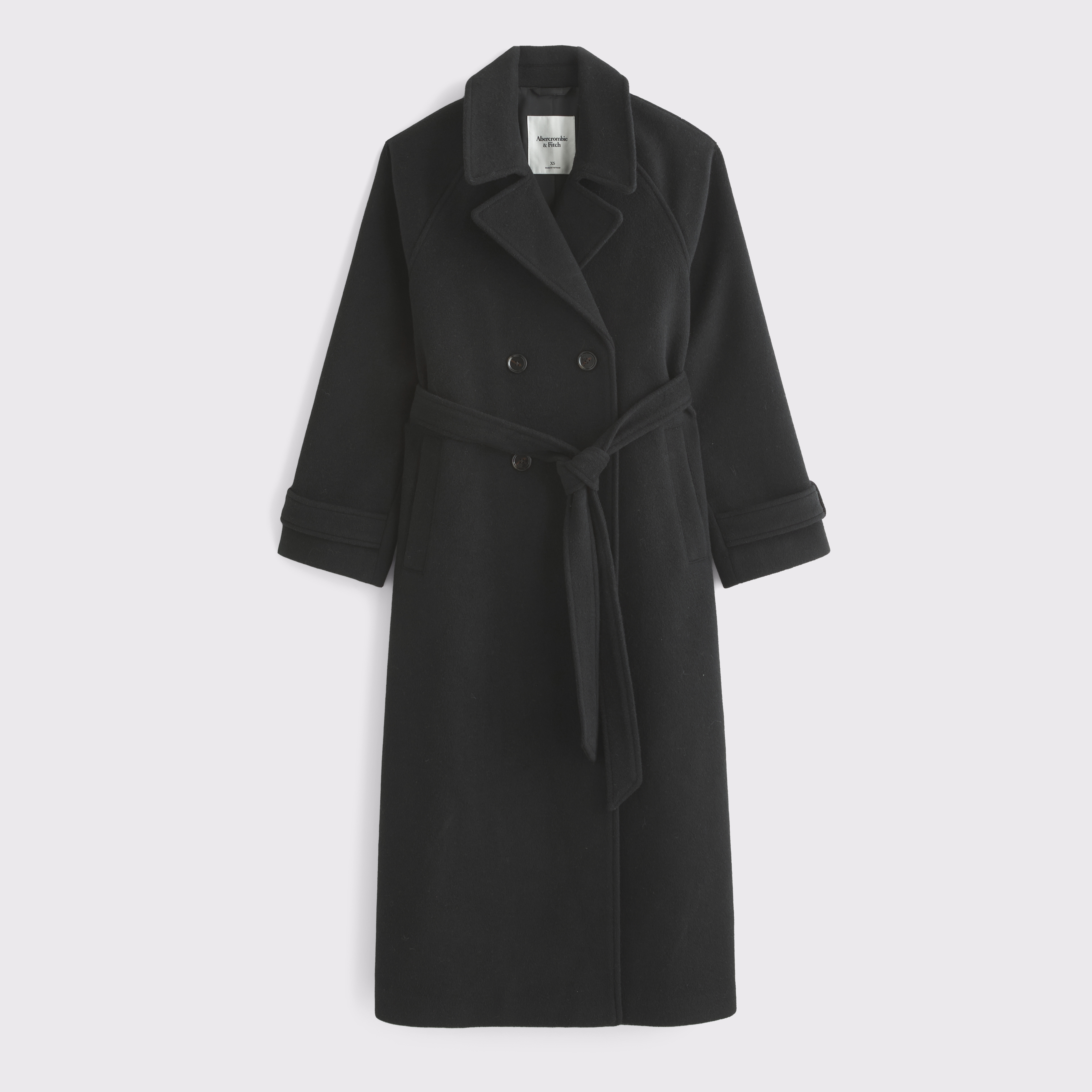 Женское пальто Abercrombie & Fitch A&F Carrie Wool-Blend Trench, цвет: Чёрный