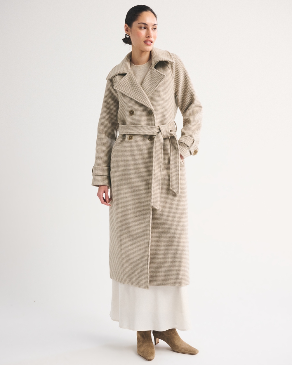 A&F Carrie Wool-Blend Trench Coat