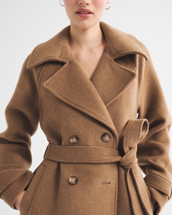 A&F Carrie Wool-Blend Trench Coat, Camel view 2