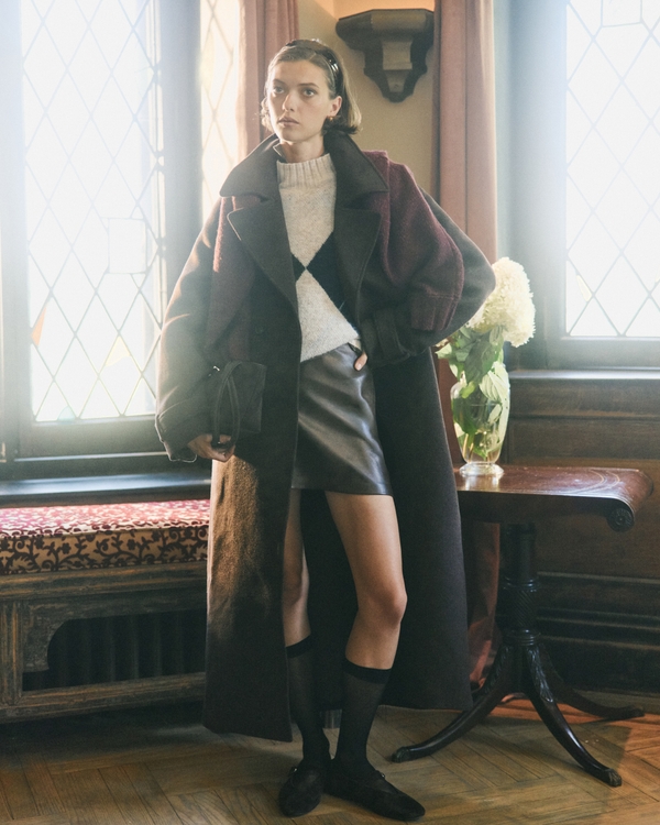 A&F Carrie Wool-Blend Trench Coat