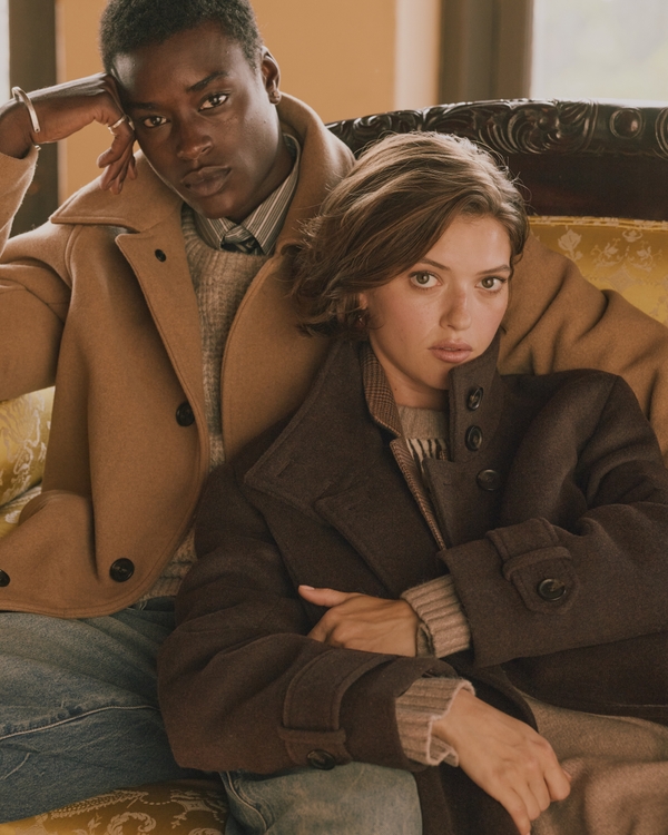 A&F Carrie Wool-Blend Trench Coat, Brown view 2