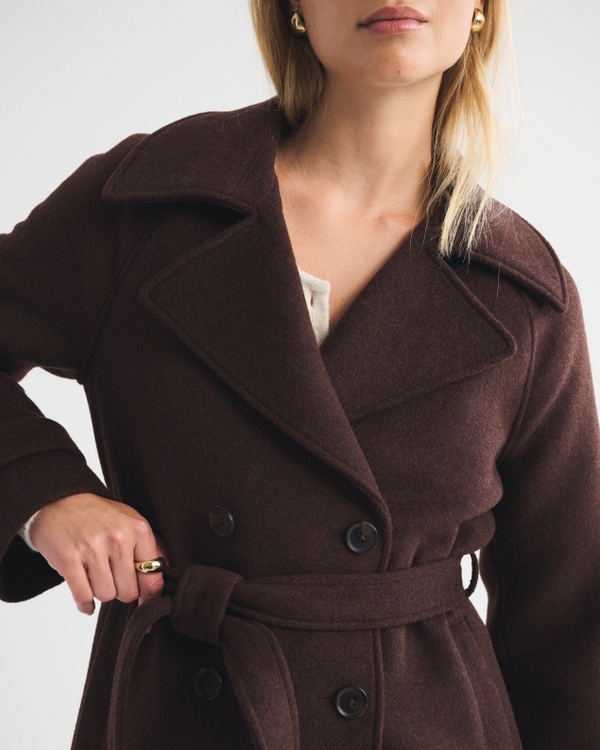 A&F Carrie Wool-Blend Trench Coat, Brown view 2