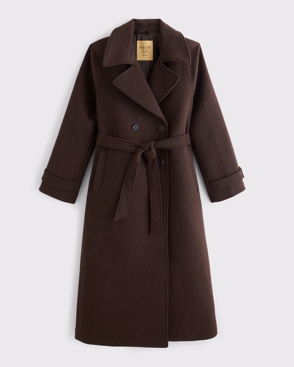 A&F Carrie Wool-Blend Trench Coat, Brown view 1