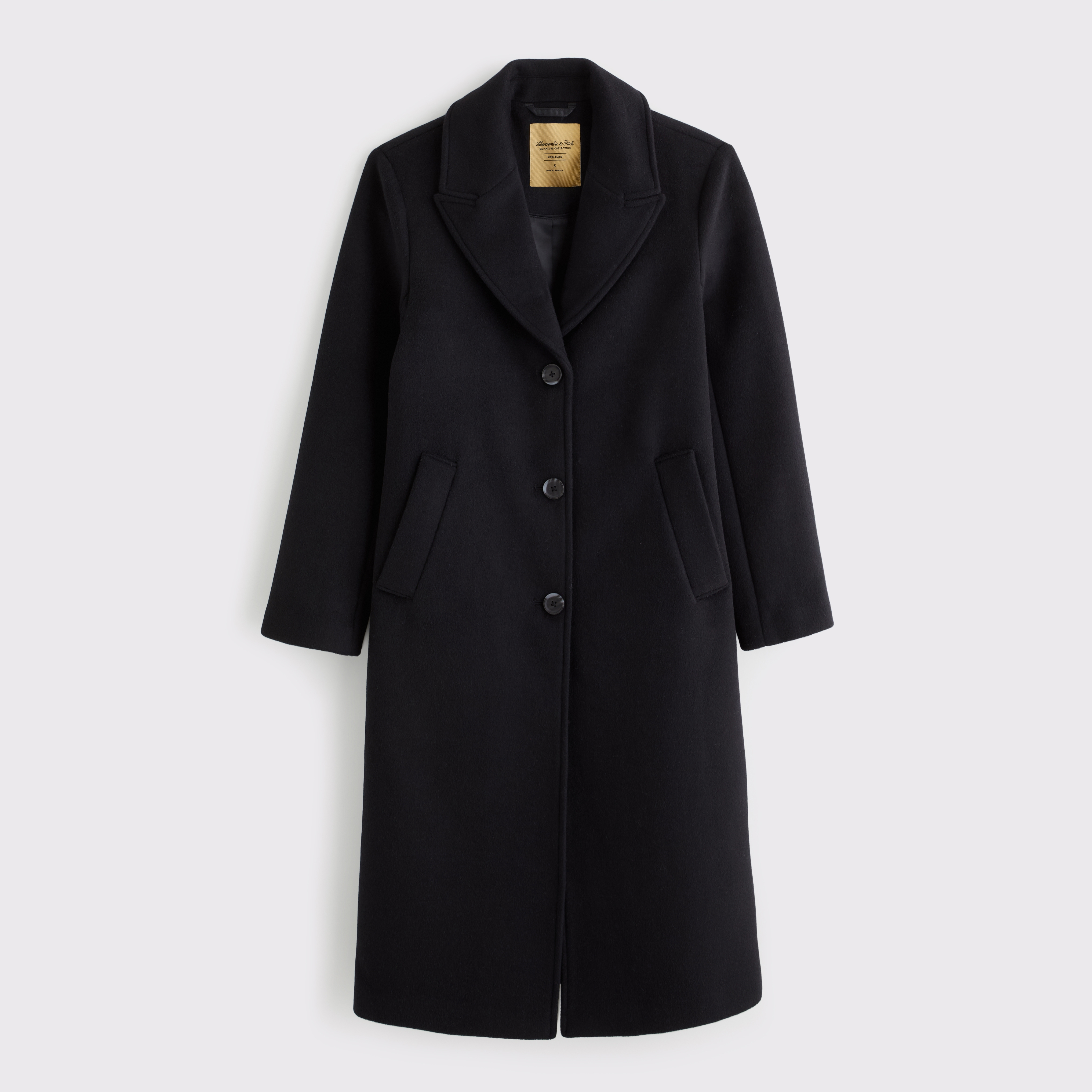 Женское пальто Abercrombie & Fitch Wool-Blend Tailored Topcoat, цвет: Чёрный