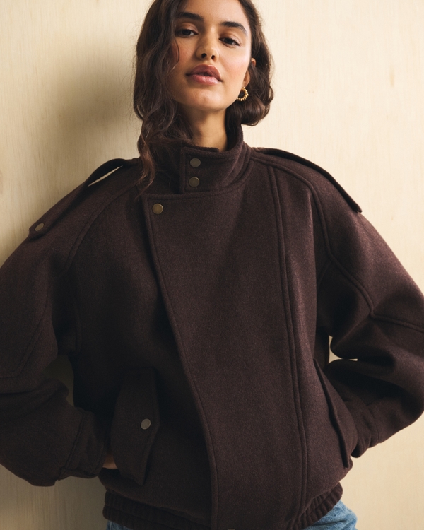A&F West Village Wool-Blend Bomber Jacket