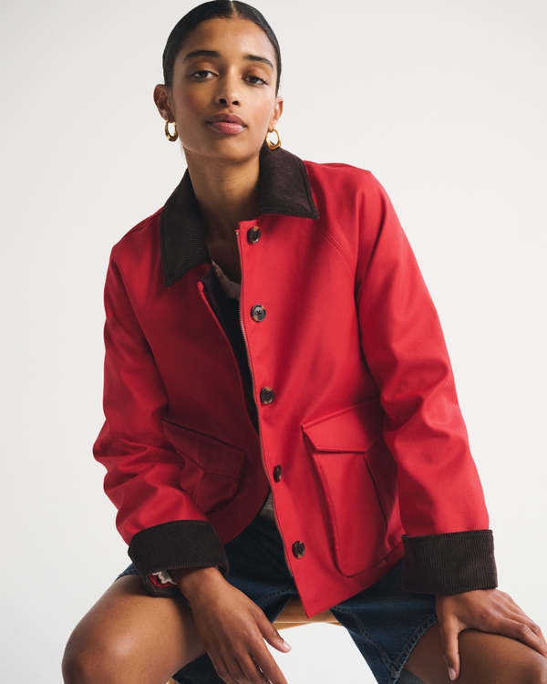 Short Barn Jacket, Vivid Red view 2