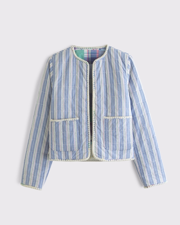 Reversible Collarless Quilted Jacket