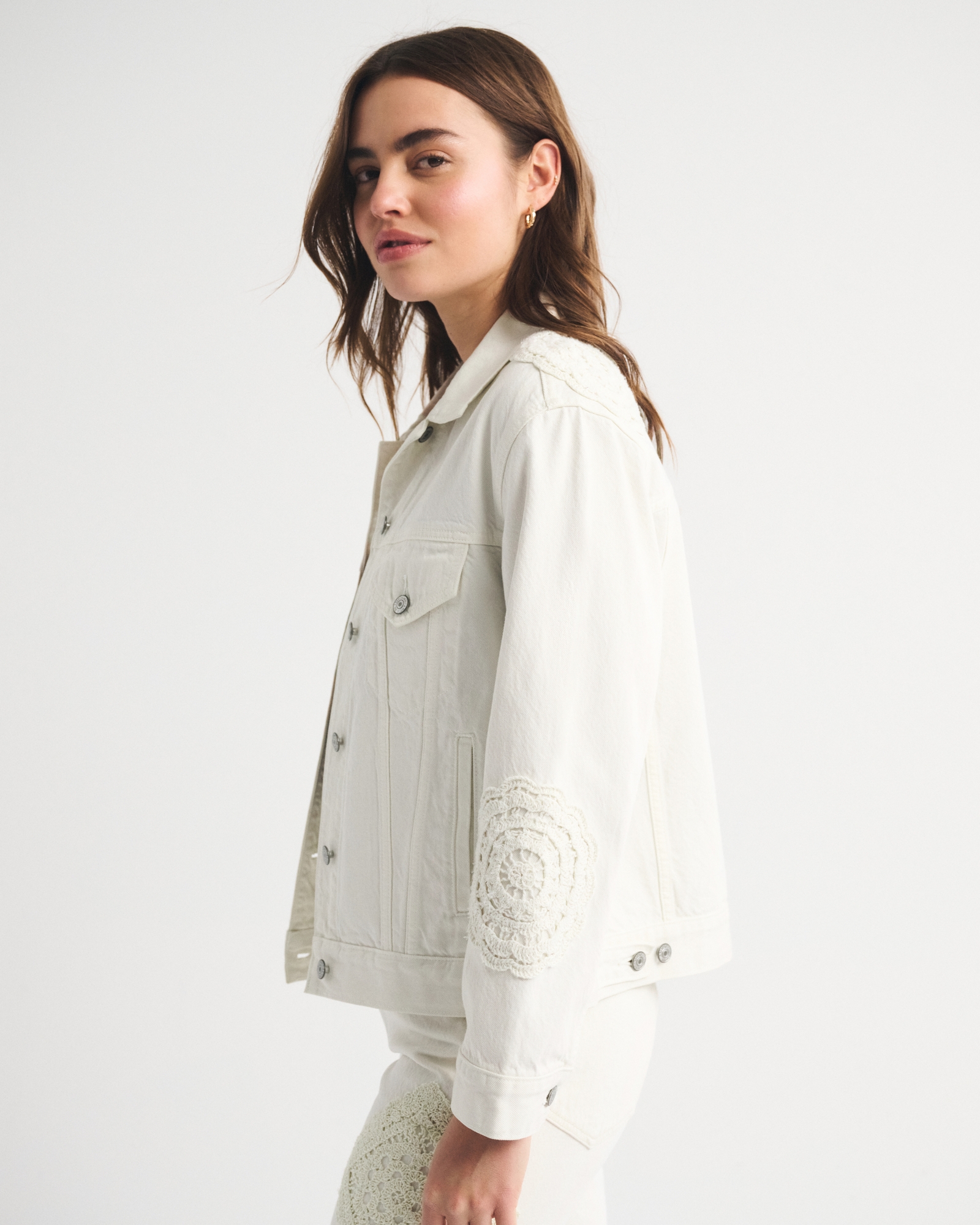 Crochet-Style Easy Denim Trucker Jacket