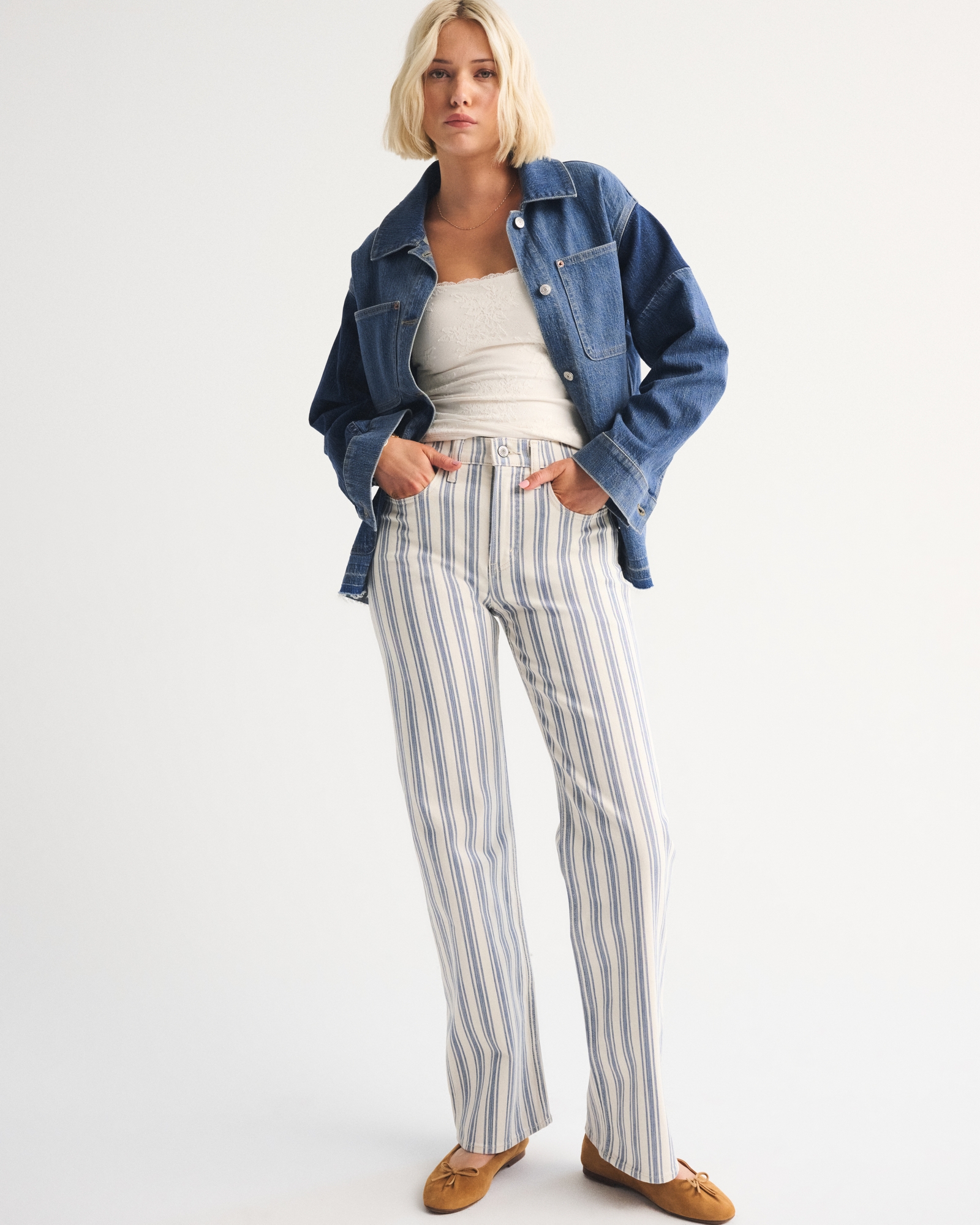 Reworked Linen-Blend Denim Shirt Jacket