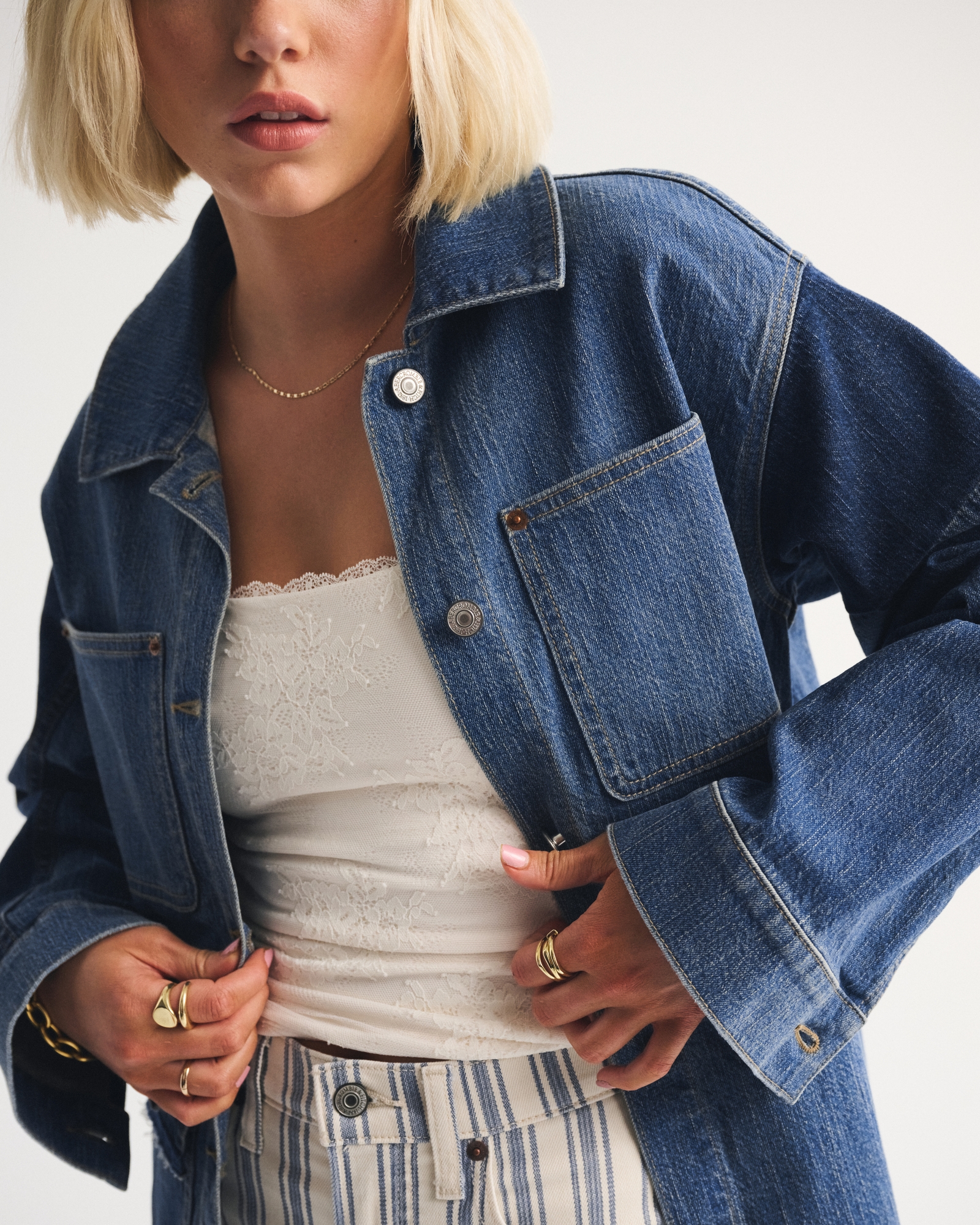 Reworked Linen-Blend Denim Shirt Jacket