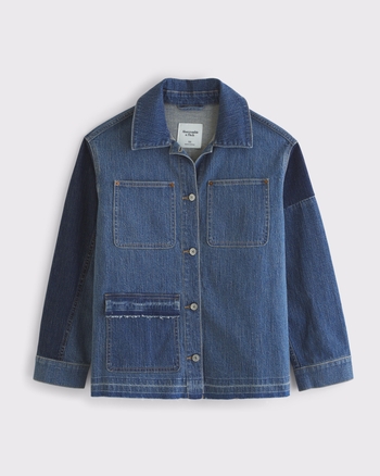 Reworked Linen-Blend Denim Shirt Jacket