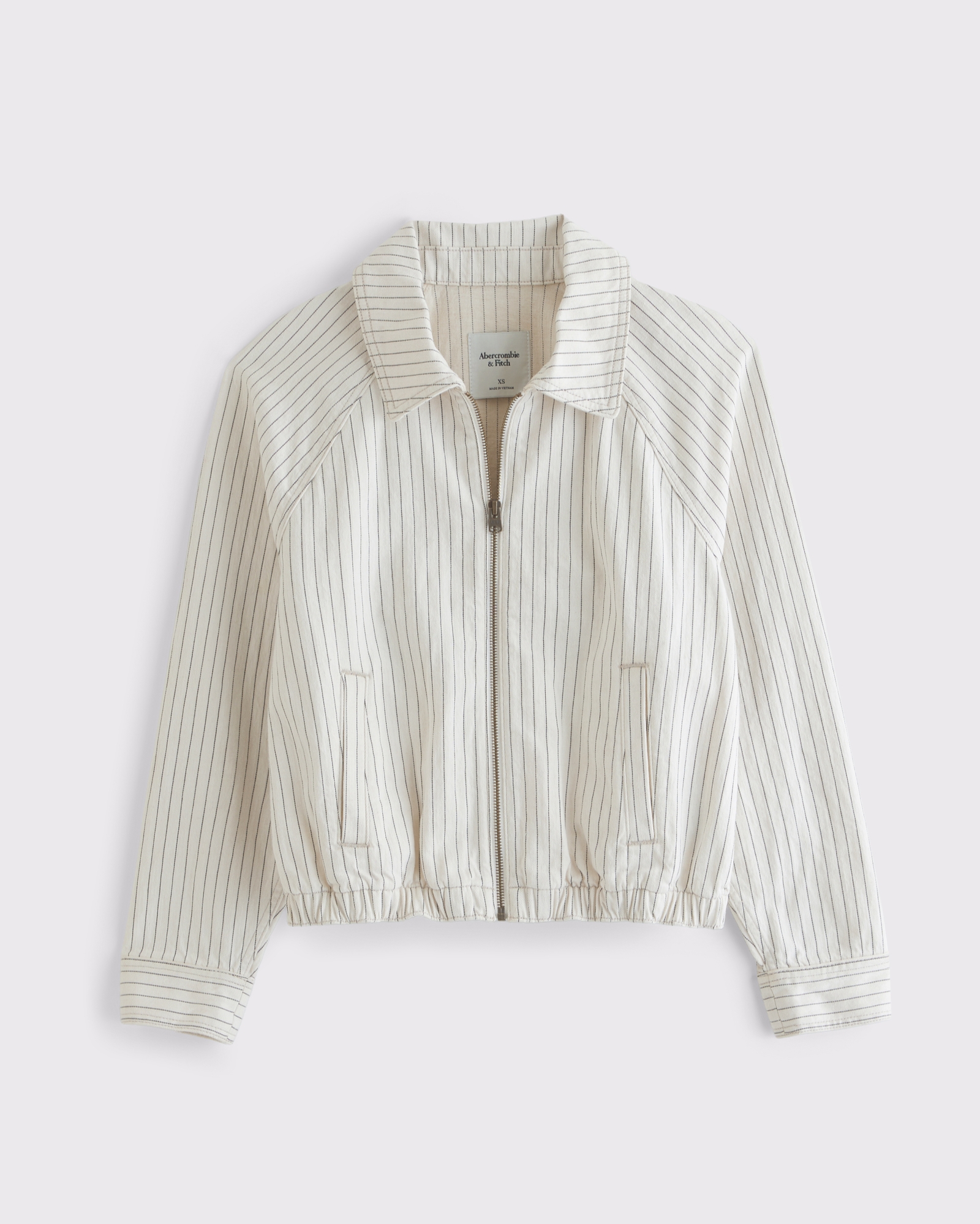 Linen-Blend Denim Bomber Jacket