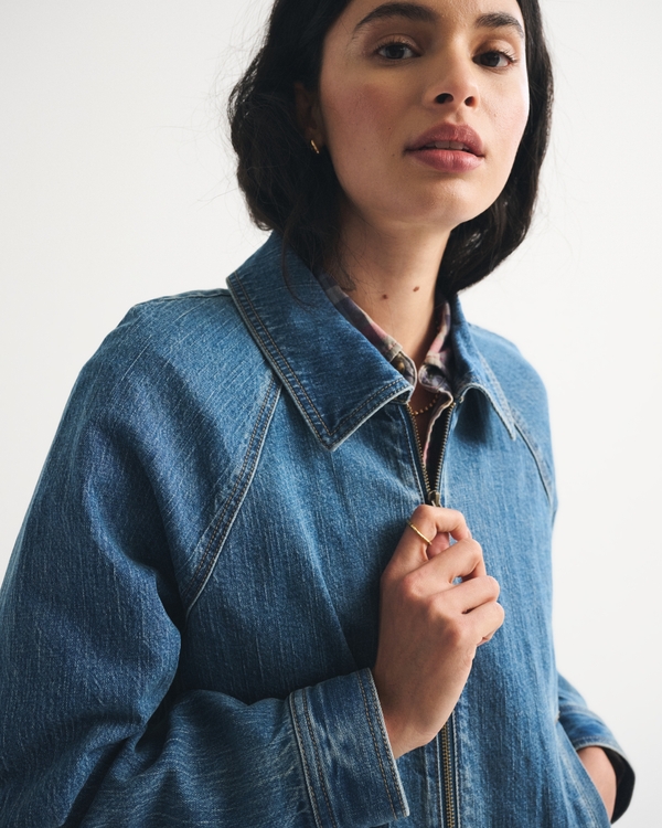  Linen-Blend Denim Bomber Jacket
