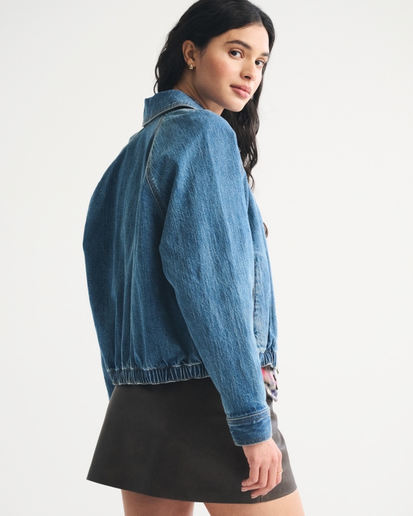  Linen-Blend Denim Bomber Jacket