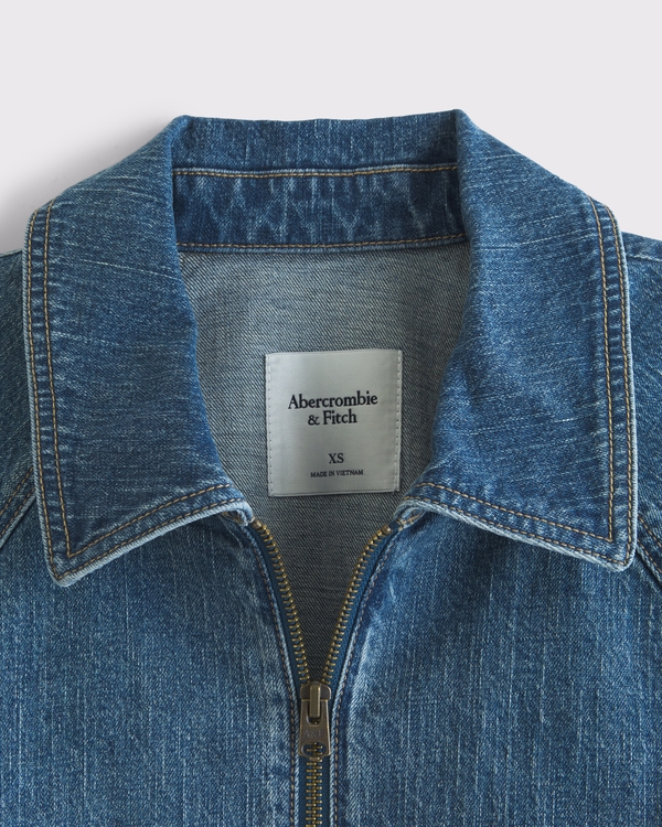  Linen-Blend Denim Bomber Jacket