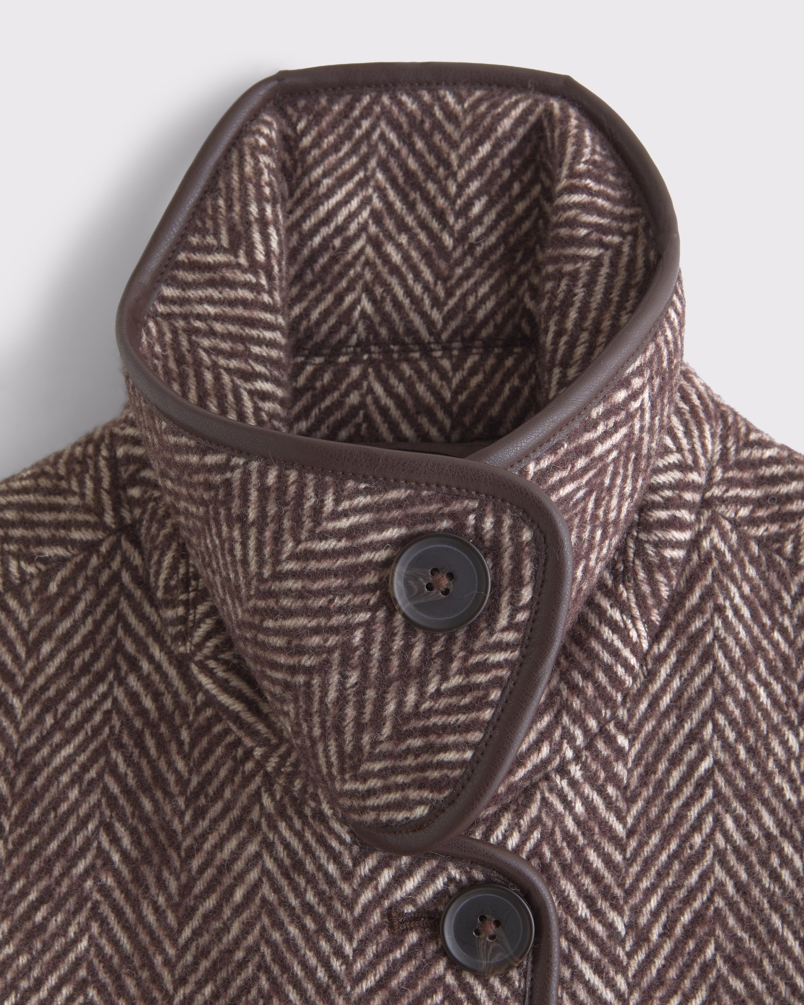 Funnel Neck Wool-Blend Short Coat