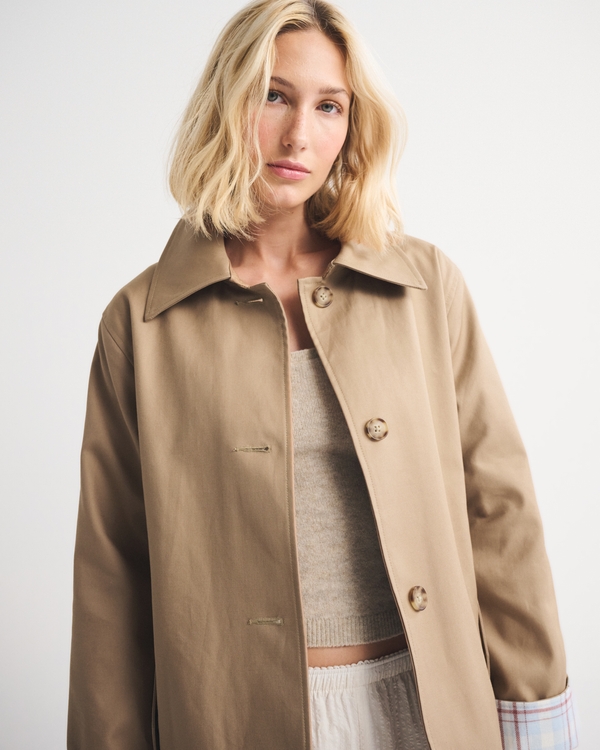 A-Line Removable Scarf Trench Coat