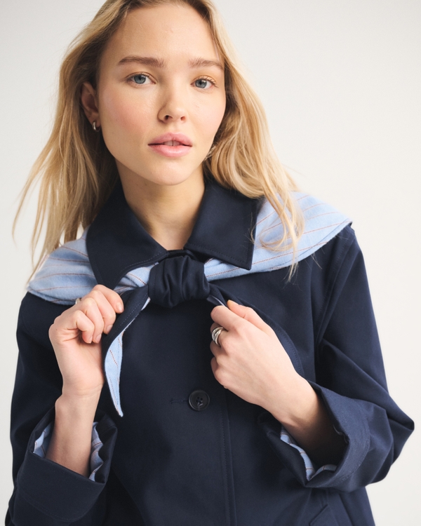A-Line Removable Scarf Trench Coat