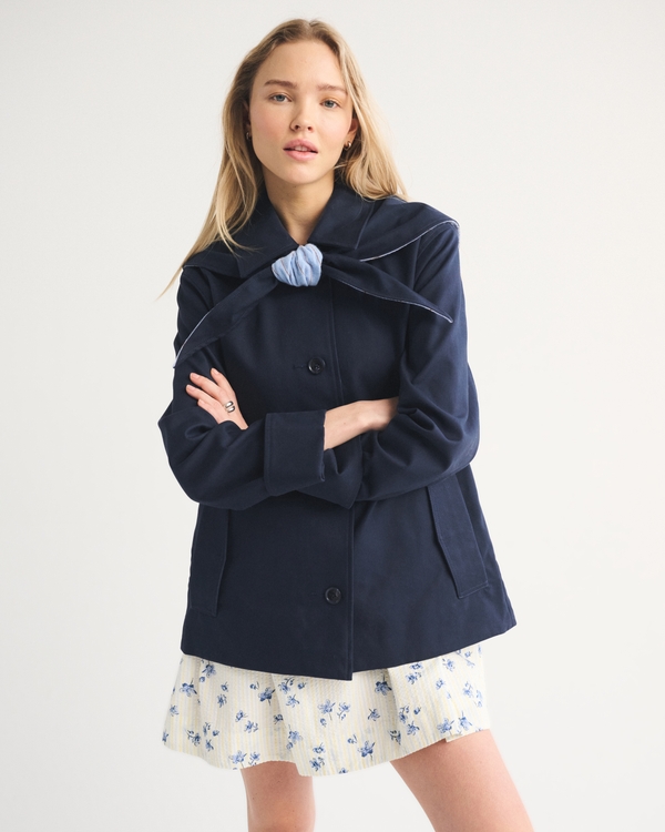 A-Line Removable Scarf Trench Coat