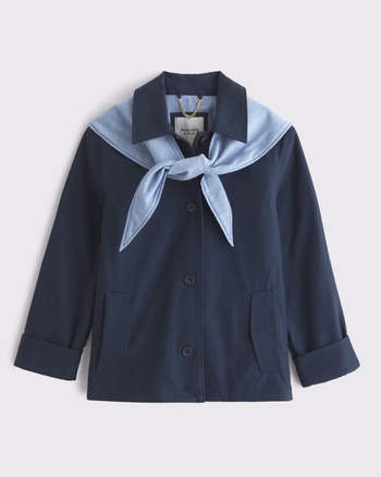 A-Line Removable Scarf Trench Coat