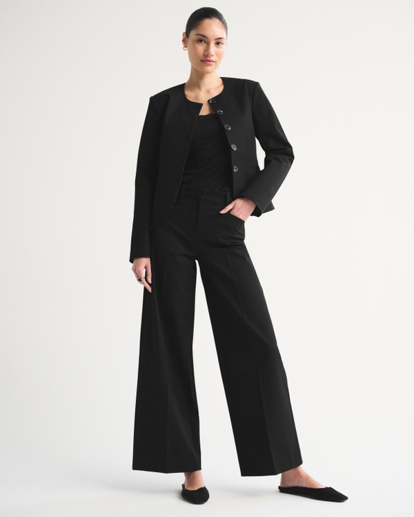 A&F Forme Collarless Slim Blazer, Black view 2