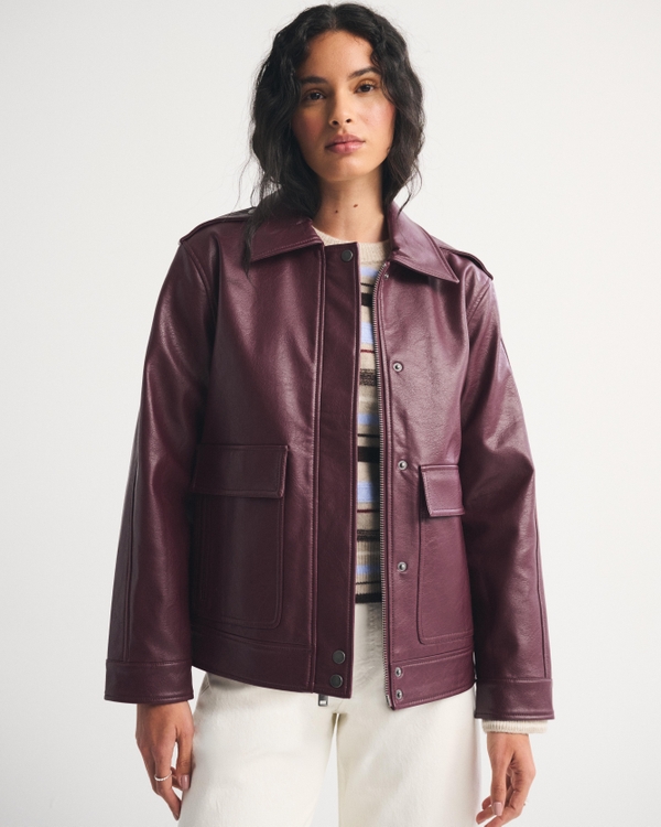 Straight Cut Vegan Leather Jacket