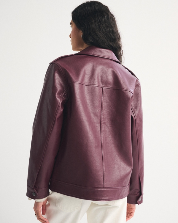 Straight Cut Vegan Leather Jacket
