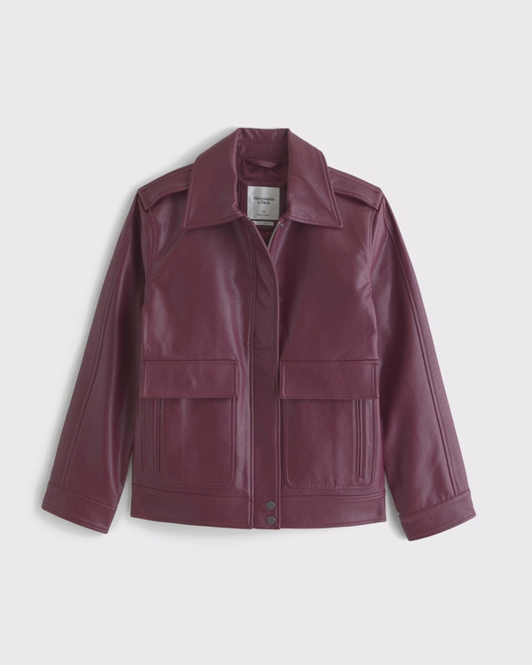 Straight Cut Vegan Leather Jacket
