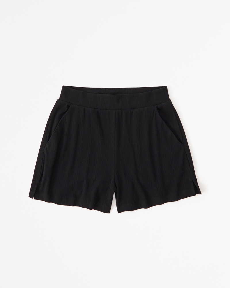 Supreme High Waist Cross Over Ribbed Mini Shorts in Black