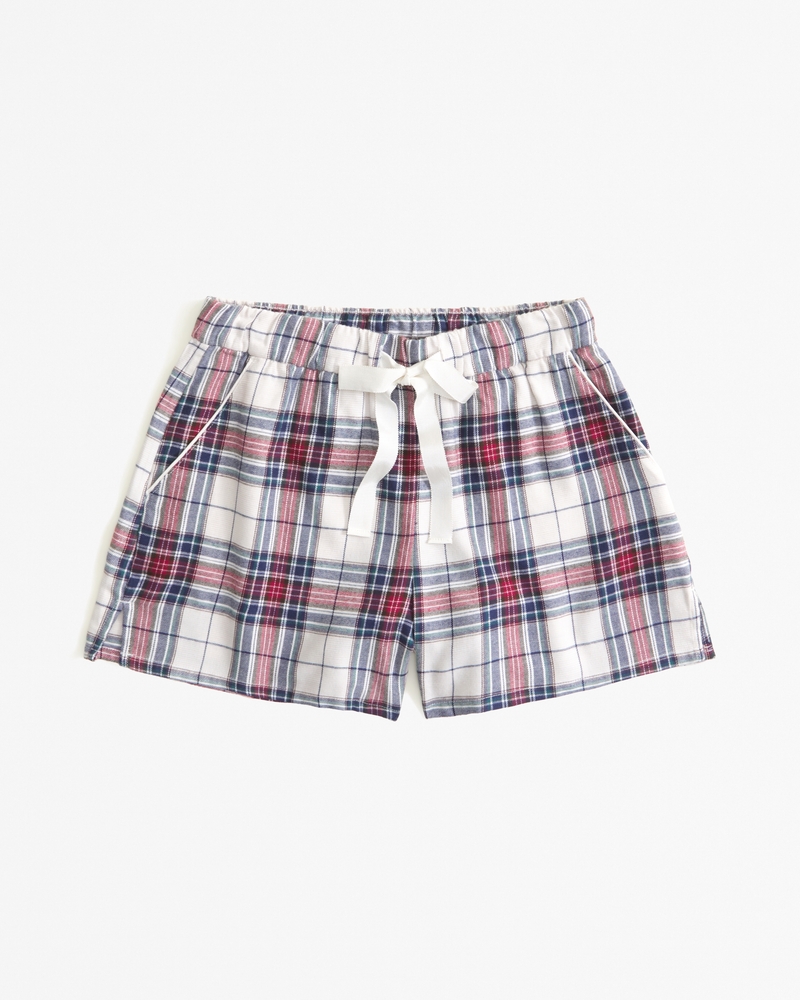 Women's Checkered Flannel Pajama Shorts - Stars Above™ Cream/black