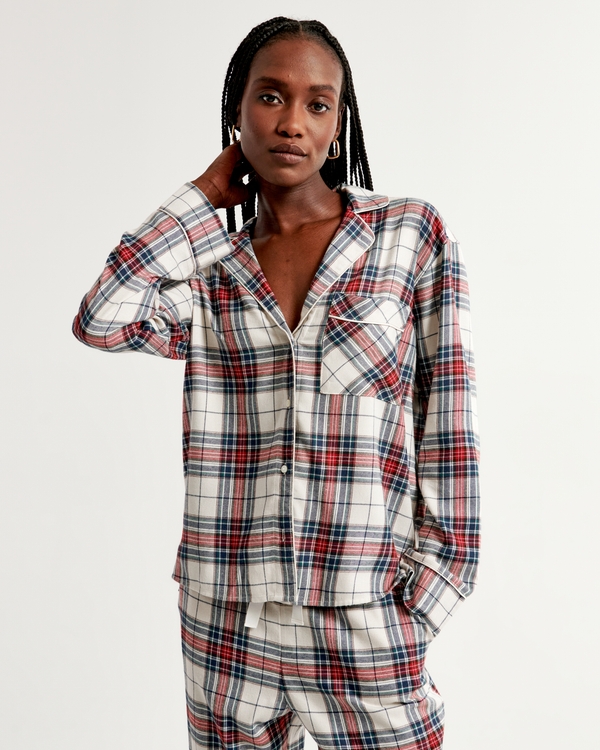 Flannel Sleep Shirt, Red Plaid