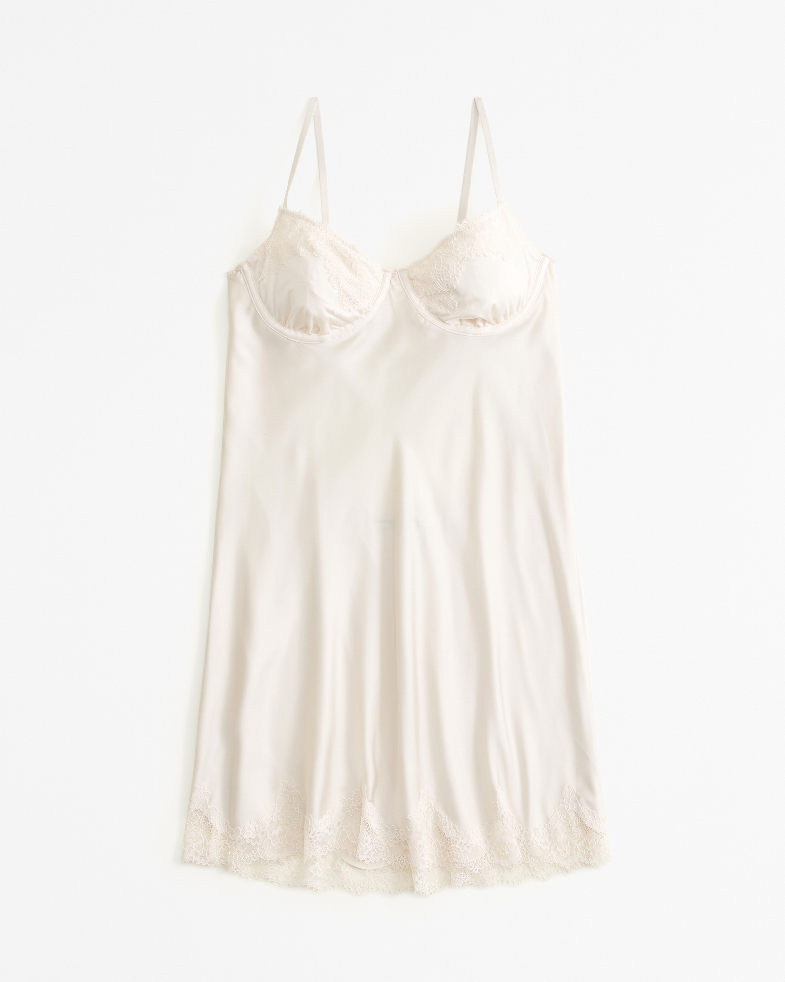 Abercrombie & Fitch silky satin/lace button front cream dressy