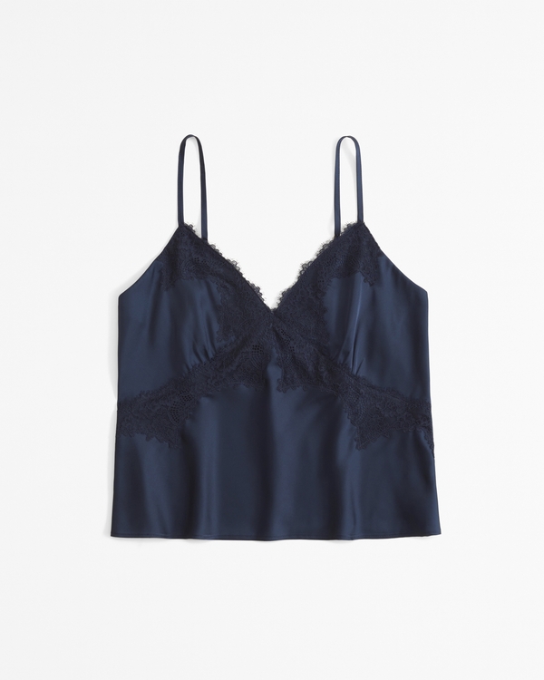 Lace and Satin Cami, Navy